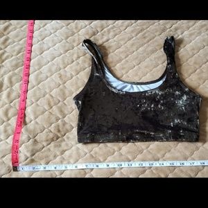 Olive Green Velvet Sports Bra